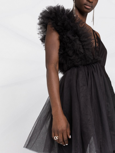 Alchemy X Lia Aram Asymmetric Tulle Bodysuit In Black