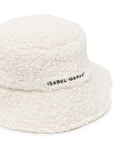 Shop Isabel Marant Heavy-knit Logo-embroidered Hat In White