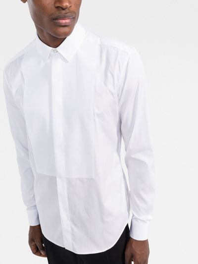 Shop Versace Long-sleeve Cotton Shirt In White