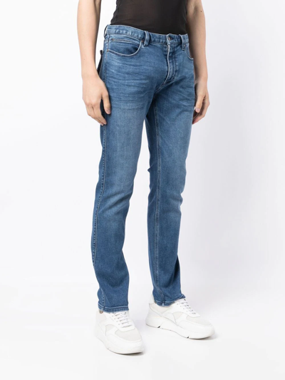 Shop Hugo Slim-fit Stonewashed Jeans In Blue