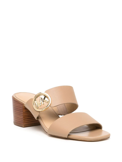 Michael Kors Summer Logo-plaque Mules In Brown