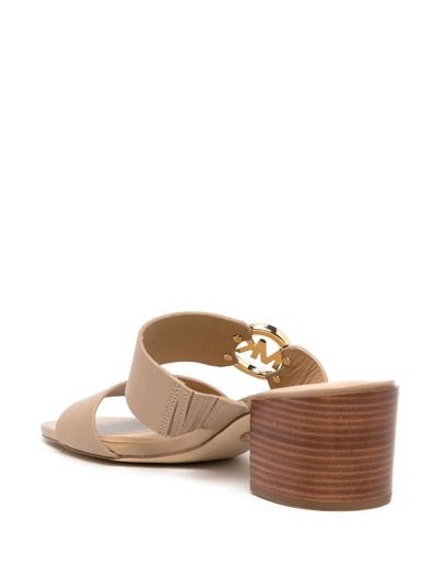 Michael Kors Summer Logo-plaque Mules In Brown
