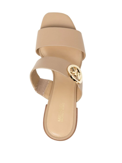Michael Kors Summer Logo-plaque Mules In Brown