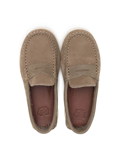 Shop Pèpè Penny-slot Suede Loafers In Brown