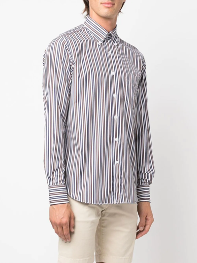 Shop Orian Striped Button-down Shirt In Blue