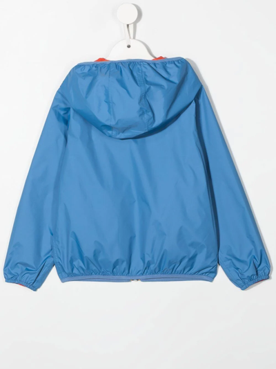 K-way Logo Print Hooded Jacket In Blue