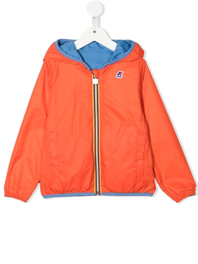 K-way Logo Print Hooded Jacket In Blue