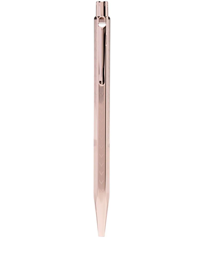 Shop Caran D'ache Engraved Brass Ballpoint Pen In Pink