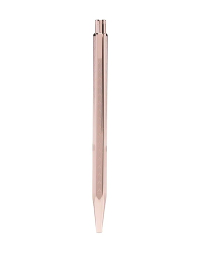 Shop Caran D'ache Engraved Brass Ballpoint Pen In Pink