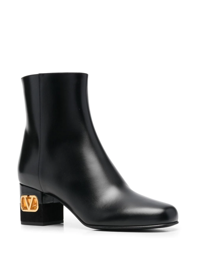 Shop Valentino Vlogo Heel Ankle Boots In Black