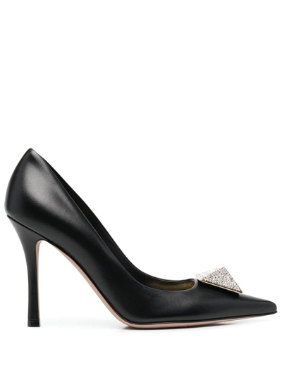 Valentino One Stud 100mm Crystal-embellished Pumps In Black