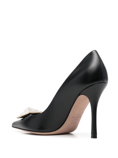 Valentino One Stud 100mm Crystal-embellished Pumps In Black
