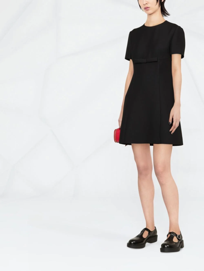 Shop Valentino Bow-detail A-line Mini Dress In Black