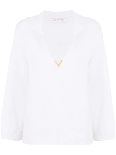 Shop Valentino Vgold Detail Jumper In White