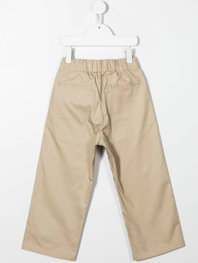 Palm Angels Logo-print Straight-leg Trousers In Neutrals