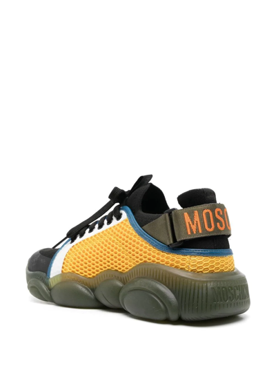 Shop Moschino Colour-block Lace-up Sneakers In Green