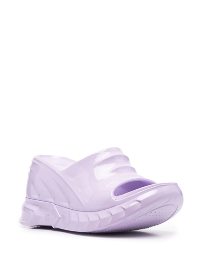 Givenchy Logo Round Head Slope Heel Sandals In Purple