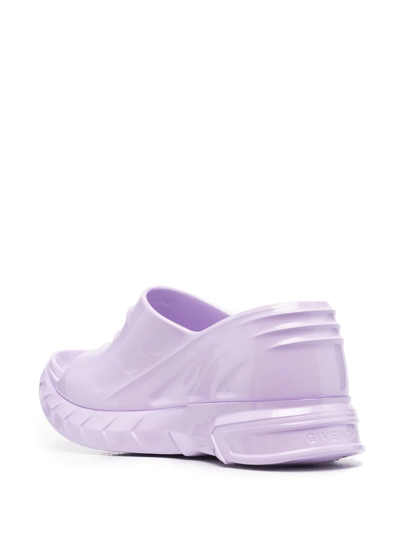 Givenchy Logo Round Head Slope Heel Sandals In Purple