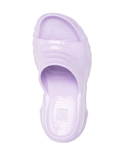 Givenchy Logo Round Head Slope Heel Sandals In Purple