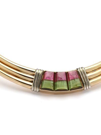Pre-owned Gucci 1970 18kt Yellow Gold Tourmaline Necklace