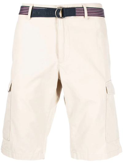 Shop Tommy Hilfiger Belted Chino Shorts In Neutrals