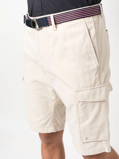 Shop Tommy Hilfiger Belted Chino Shorts In Neutrals