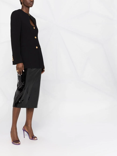 Shop Versace Keyhole-neck Fitted Blazer In Black