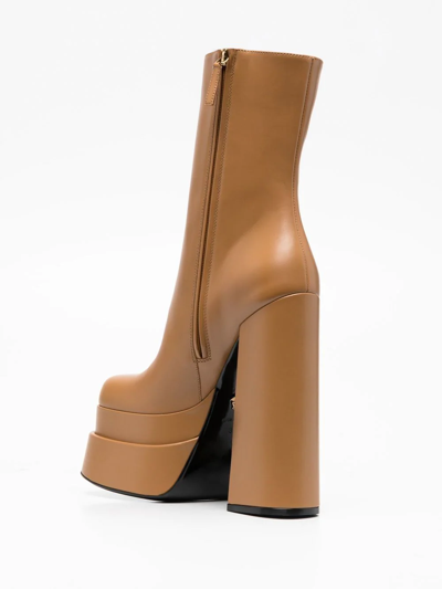 Shop Versace 155mm Platform Boots In Brown