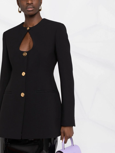 Shop Versace Keyhole-neck Fitted Blazer In Black