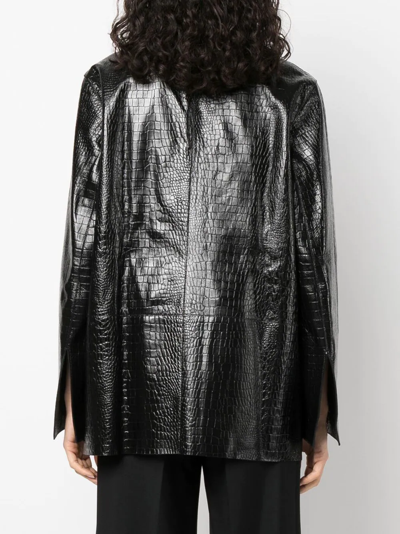 Shop Totême Crocodile-effect Double-breasted Jacket In Black