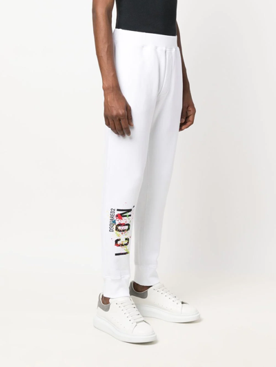 Shop Dsquared2 Icon-print Detail Trousers In White