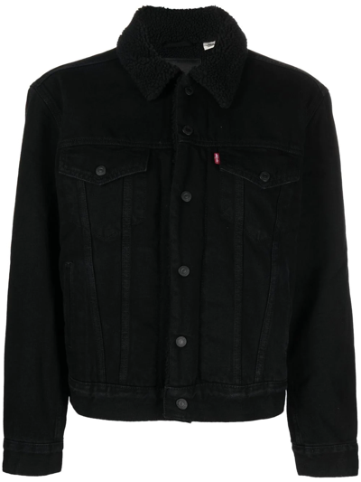 Shop Levi's Ex-boyfriend Sherpa Denim Jacket In Black