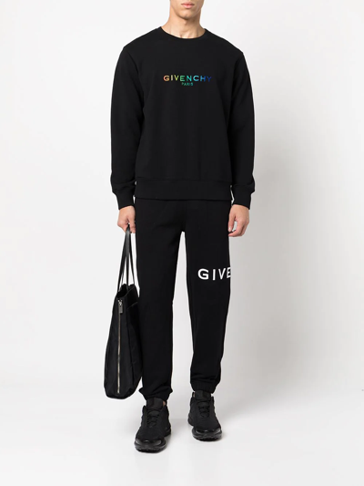 Shop Givenchy Logo-print Crew Neck Sweatshirt In Black