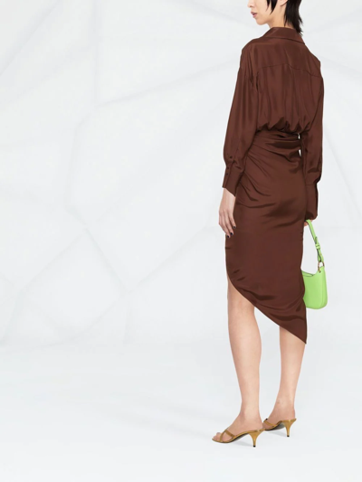 Shop Gauge81 Asymmetric Wrap Dress In Brown