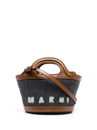 Shop Marni Small Tropicalia Tote Bag In Grey