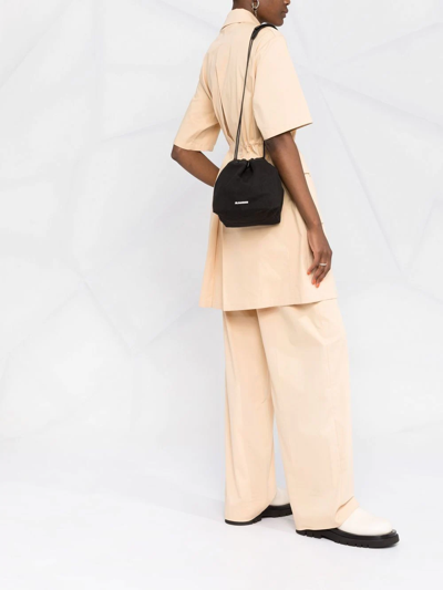 Jil Sander Logo Drawstring Shoulder Bag In Black