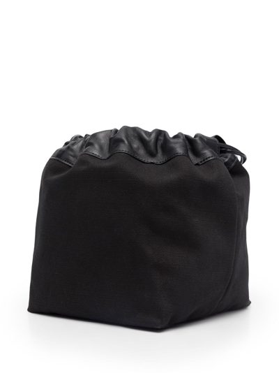 Shop Jil Sander Logo Drawstring Shoulder Bag In Black