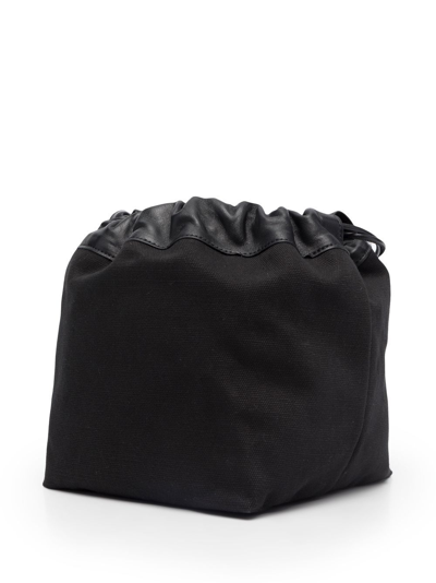 Jil Sander Logo Drawstring Shoulder Bag In Black