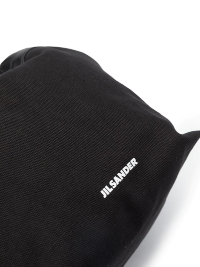 Jil Sander Logo Drawstring Shoulder Bag In Black