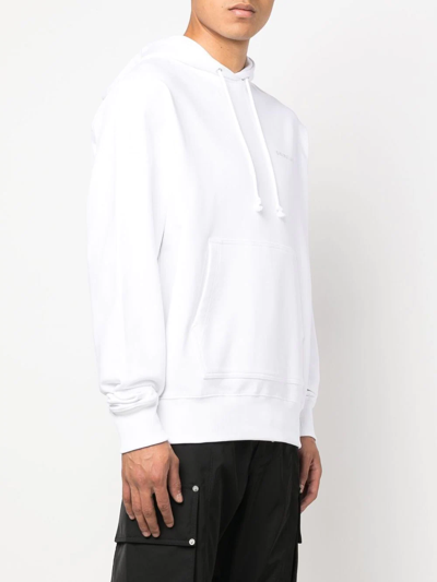 Shop Helmut Lang Logo-print Pullover Hoodie In White