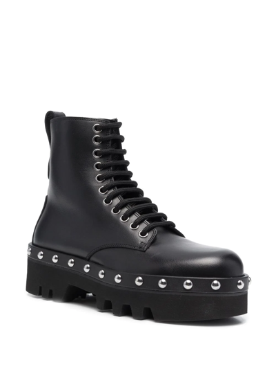 Shop Furla Studded Lace-up Boots In Black