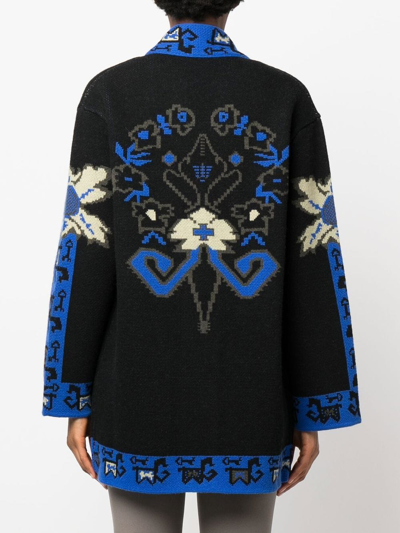 Shop Etro Geometric-pattern Jacquard Knitted Cardigan In Black