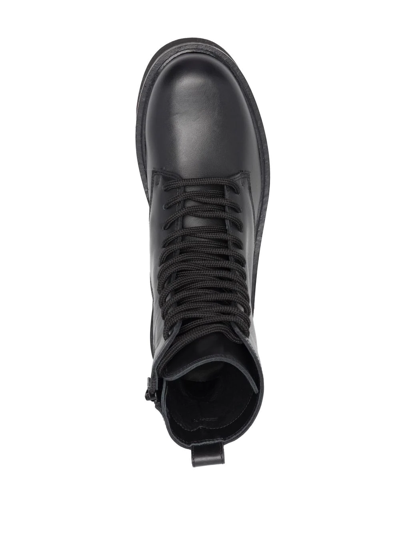 Shop Furla Lace-up Leather Boots In Nero