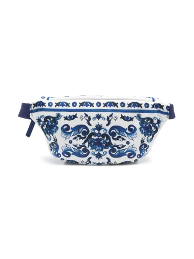 Shop Dolce & Gabbana Floral-print Belt Bag In Blue