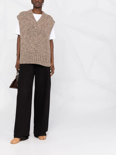 Maison Margiela V-neck Knitted Top In Green