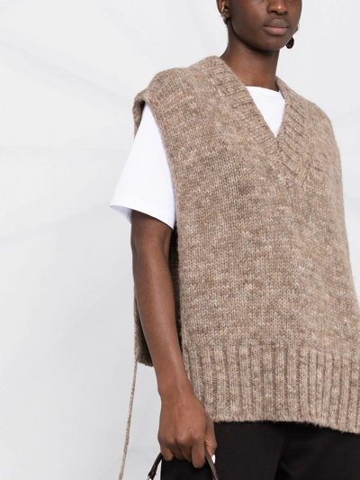 Maison Margiela V-neck Knitted Top In Green