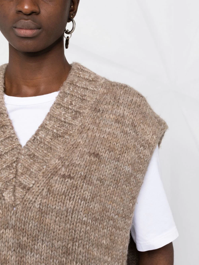Maison Margiela V-neck Knitted Top In Green