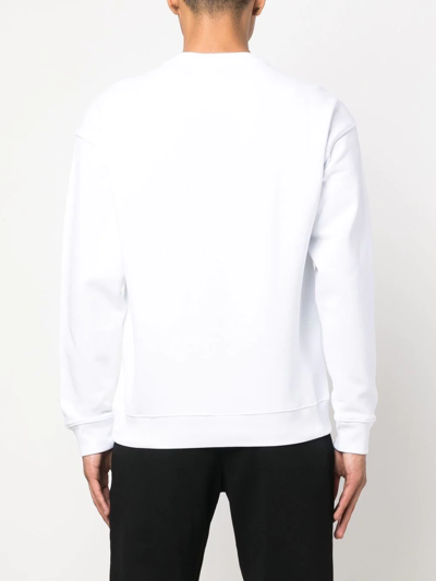 Shop Moschino Logo-print Crew Neck Sweater In White