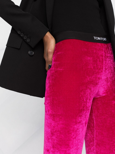 Shop Tom Ford Logo-waistband High-waisted Leggings In Pink