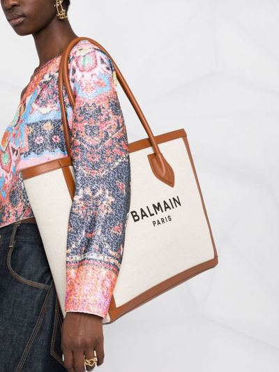 Shop Balmain B-army Shopper Tote Bag In Gem